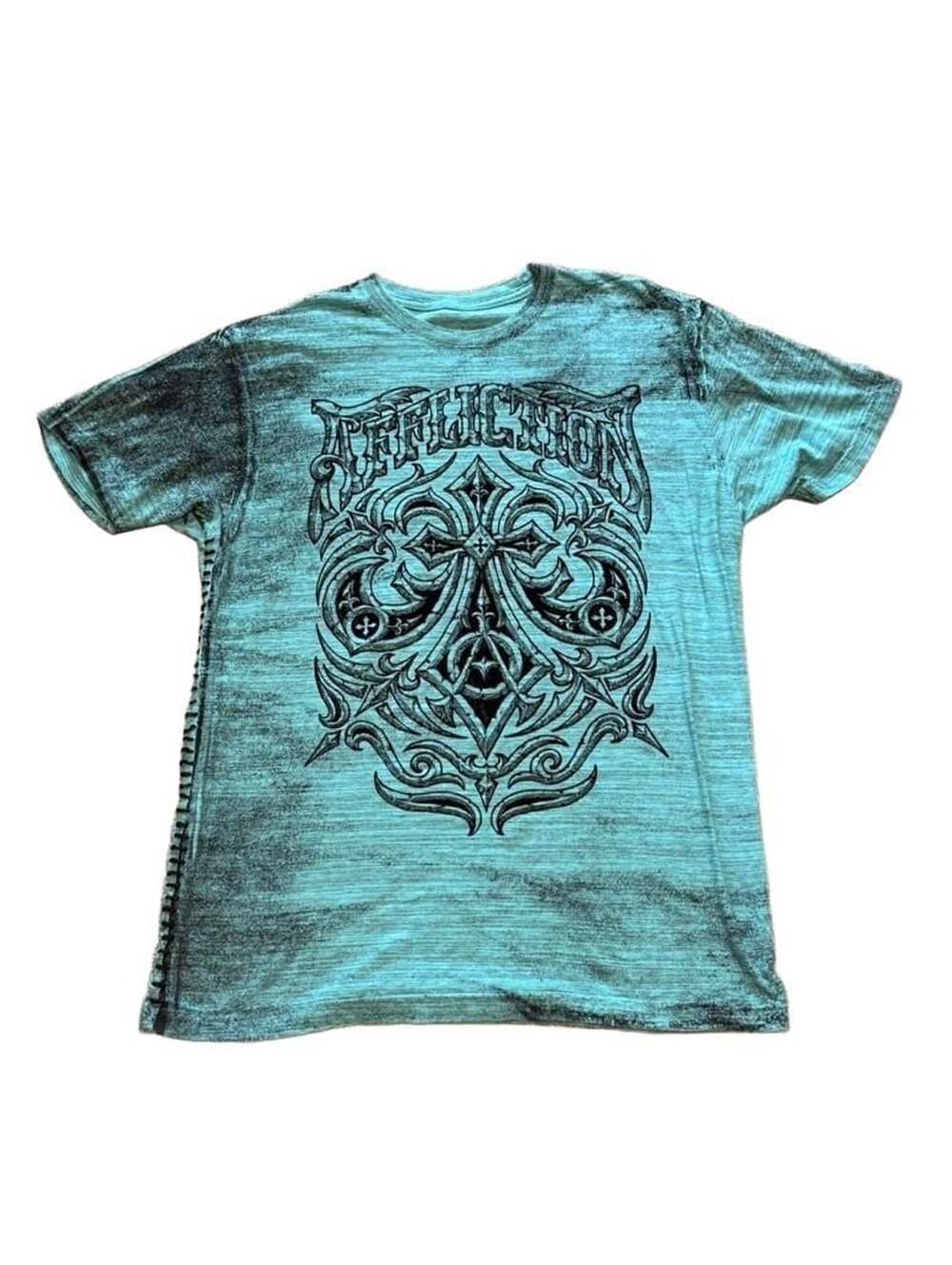 Affliction Live Fast Fleur Cross Vintage Gothic Punk Biker T-Shirt XL